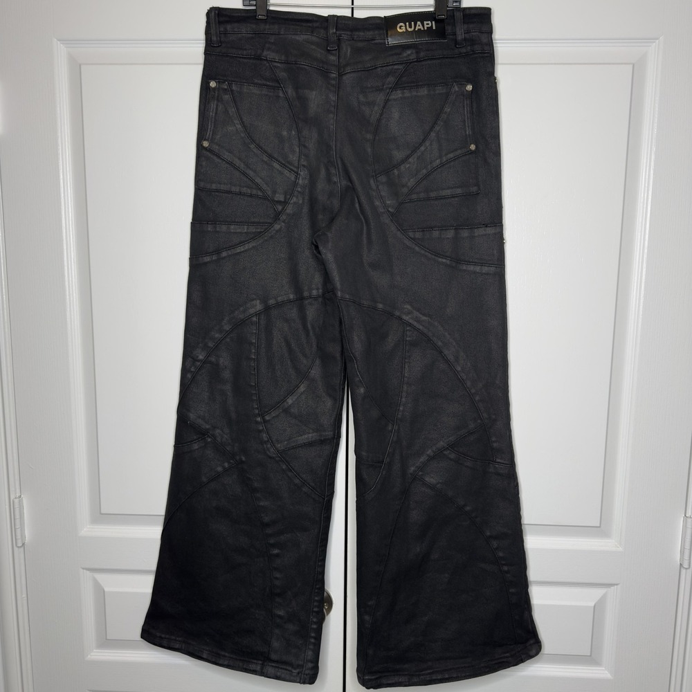 Guapi Jeans Mens 36x32 Black Wide Leg Relaxed Fit Charcoal Denim Stretch Pants